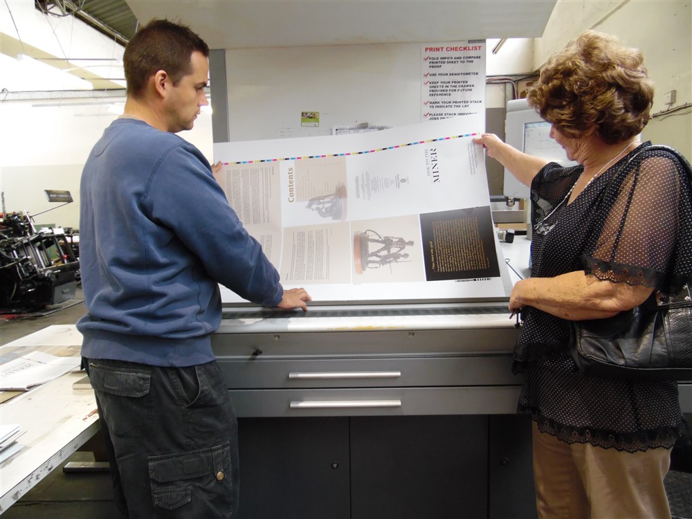 Hanna checking printers-proofs of the publication by SasKloppers: Ode to the Miner